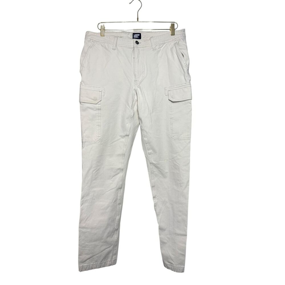 Lands End Mens Beige Cargo Pants‎ Size 35x32 Utility Pocket Casual Chinos
